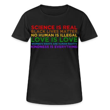 Wissenschaft ist echte Black Lives Matter - Frauen T-Shirt atmungsaktiv - Schwarz - Vorne - AI Model Female 172 light (172cm)