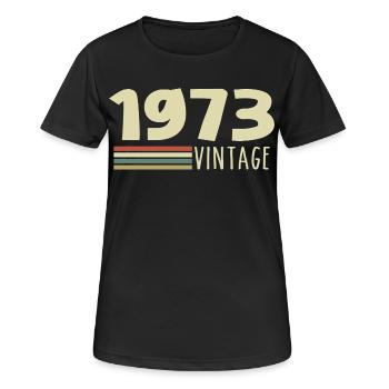 1973-Jubiläum-1973-retro-1973 - Frauen T-Shirt atmungsaktiv - Schwarz - Vorne - AI Model Female 172 light (172cm)