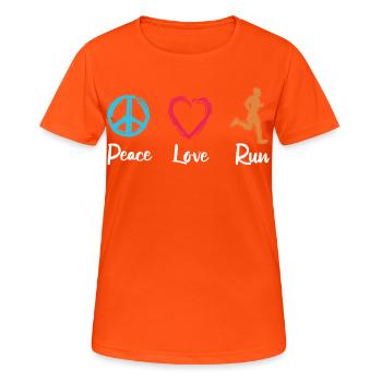 Peace Love Running - Women's Breathable T-Shirt - neon orange - Front - AI Model Female 172 dark (172cm)