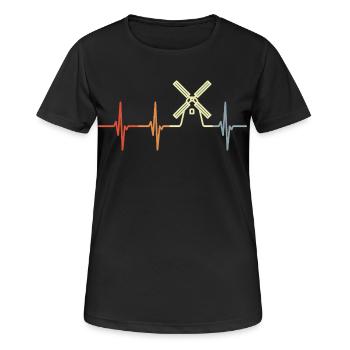 Windmühle Kardiogramm - Frauen T-Shirt atmungsaktiv - Schwarz - Vorne - AI Model Female 172 light (172cm)
