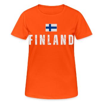 Flag of Finland, Finnish pride - Women's Breathable T-Shirt - neon orange - Front - AI Model Female 172 dark (172cm)