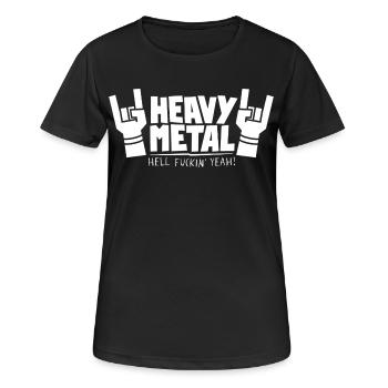 Texte massif en métal lourd avec des cornes de doigts - T-shirt respirant Femme - noir - Devant - AI Model Female 172 light (172cm)