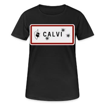 Panneau d’entrée de la ville de Calvi - T-shirt respirant Femme - noir - Devant - AI Model Female 172 light (172cm)