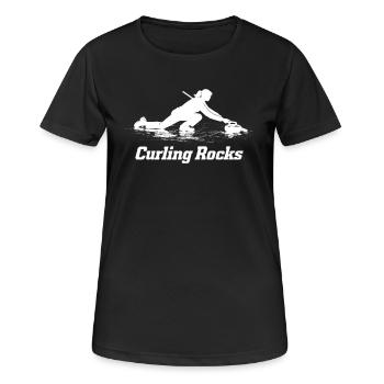 Curling Rocks Sportlerin Eissport Wintersport - Frauen T-Shirt atmungsaktiv - Schwarz - Vorne - AI Model Female 172 light (172cm)