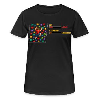 Bloc 8-bits : design rétro d’escalade en pixel art - T-shirt respirant Femme - noir - Devant - AI Model Female 172 light (172cm)
