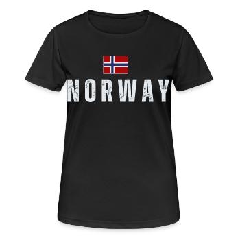 Norwegische Flagge, norwegischer Patriot - Frauen T-Shirt atmungsaktiv - Schwarz - Vorne - AI Model Female 172 light (172cm)