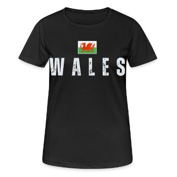 Drapeau du Pays de Galles, j’aime le Pays de Galles - T-shirt respirant Femme - noir - Devant - AI Model Female 172 light (172cm)