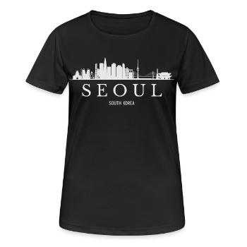 Silhouette de Séoul, Corée du Sud de Séoul - T-shirt respirant Femme - noir - Devant - AI Model Female 172 light (172cm)