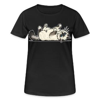 Grauer getigerter Katzen-Jäger-Jäger-Porträt - Frauen T-Shirt atmungsaktiv - Schwarz - Vorne - AI Model Female 172 light (172cm)