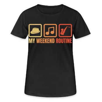 Saxophonist Wochenendroutine - Frauen T-Shirt atmungsaktiv - Schwarz - Vorne - AI Model Female 172 light (172cm)