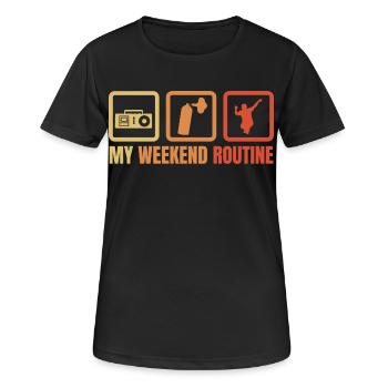 Break Dancer Wochenendroutine - Frauen T-Shirt atmungsaktiv - Schwarz - Vorne - AI Model Female 172 light (172cm)