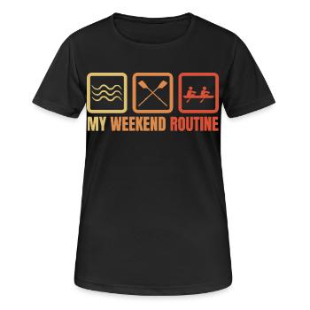 Routine du week-end de rameur - T-shirt respirant Femme - noir - Devant - AI Model Female 172 light (172cm)