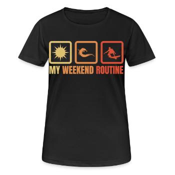 Routine du week-end de surf - T-shirt respirant Femme - noir - Devant - AI Model Female 172 light (172cm)