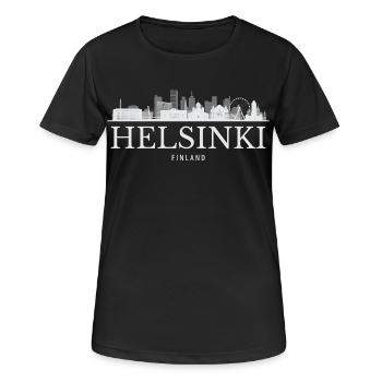 Helsinki Skyline, Helsinki Finland - Women's Breathable T-Shirt - black - Front - AI Model Female 172 light (172cm)