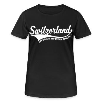 Schweiz Geschichte - Frauen T-Shirt atmungsaktiv - Schwarz - Vorne - AI Model Female 172 light (172cm)