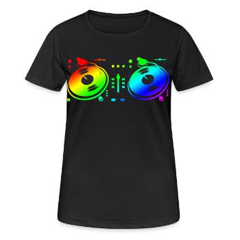 Turntable Disc Jockey - Frauen T-Shirt atmungsaktiv - Schwarz - Vorne - AI Model Female 172 light (172cm)