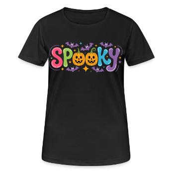 Spooky Halloween Farbbuchstaben - Frauen T-Shirt atmungsaktiv - Schwarz - Vorne - AI Model Female 172 light (172cm)
