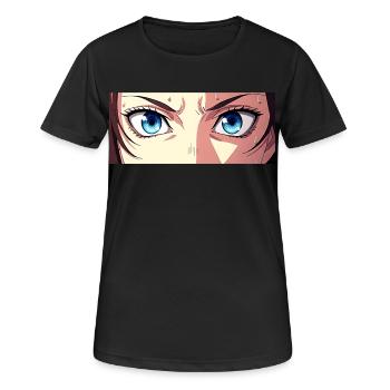 Anime Augen Blaue Iris Manga Fan - Frauen T-Shirt atmungsaktiv - Schwarz - Vorne - AI Model Female 172 light (172cm)