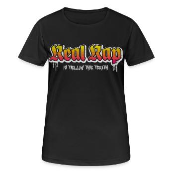 Real Rap - Frauen T-Shirt atmungsaktiv - Schwarz - Vorne - AI Model Female 172 light (172cm)