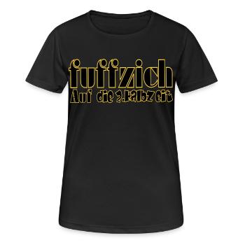 Fuffzich Neon Outline Schrift - Frauen T-Shirt atmungsaktiv - Schwarz - Vorne - AI Model Female 172 light (172cm)