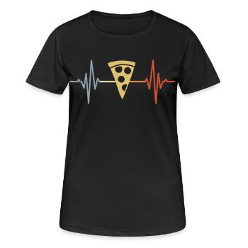 Pizza Pulsschlag - Frauen T-Shirt atmungsaktiv - Schwarz - Vorne - AI Model Female 172 light (172cm)