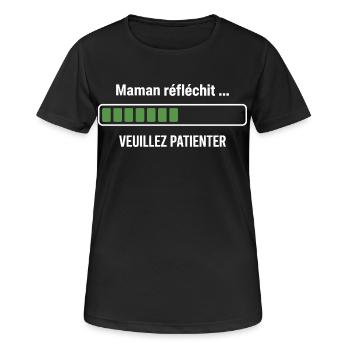 Mama meint, bitte hab Geduld, mach mit, Mama - Frauen T-Shirt atmungsaktiv - Schwarz - Vorne - AI Model Female 172 light (172cm)