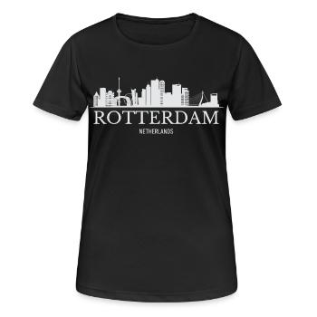 Rotterdam Skyline, Rotterdam Pays-Bas - T-shirt respirant Femme - noir - Devant - AI Model Female 172 light (172cm)