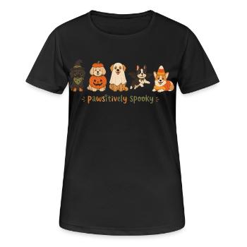 Spooky dogs Halloween-Shirt für Frauen - Frauen T-Shirt atmungsaktiv - Schwarz - Vorne - AI Model Female 172 light (172cm)