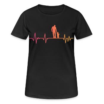 Vater und Sohn Herzschlag Geschenk Vater Sohn - Frauen T-Shirt atmungsaktiv - Schwarz - Vorne - AI Model Female 172 light (172cm)