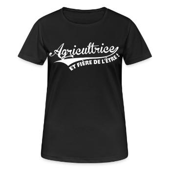 Agricultrice et fière de l'être - T-shirt respirant Femme - noir - Devant - AI Model Female 172 light (172cm)