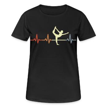 Yoga Kardiogramm - Frauen T-Shirt atmungsaktiv - Schwarz - Vorne - AI Model Female 172 light (172cm)