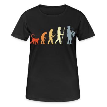 Saxophonist Evolution - Frauen T-Shirt atmungsaktiv - Schwarz - Vorne - AI Model Female 172 light (172cm)