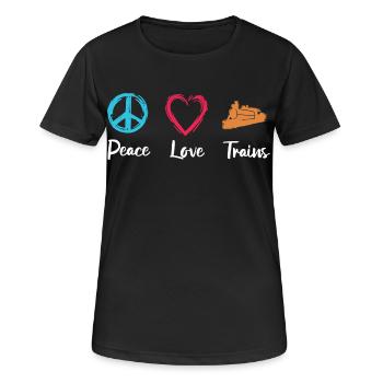 Peace Love Trains - Women's Breathable T-Shirt - black - Front - AI Model Female 172 light (172cm)