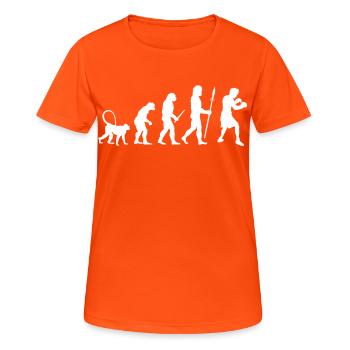 Evolution des Boxens - Frauen T-Shirt atmungsaktiv - Neonorange - Vorne - AI Model Female 172 dark (172cm)