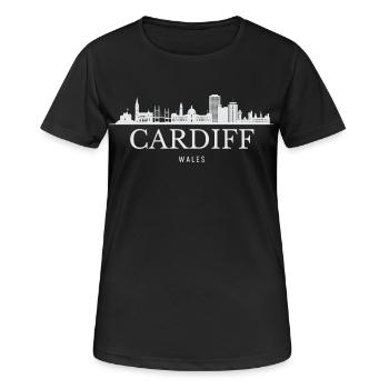Cardiff Skyline, Cardiff Pays de Galles - T-shirt respirant Femme - noir - Devant - AI Model Female 172 light (172cm)