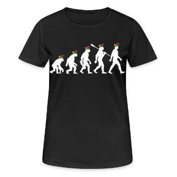 Homo Karnevalis | Evolution der Narren, Fastnacht - Frauen T-Shirt atmungsaktiv - Schwarz - Vorne - AI Model Female 172 light (172cm)