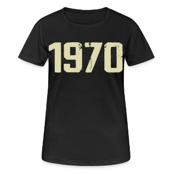 Jubiläum 1970 - Frauen T-Shirt atmungsaktiv - Schwarz - Vorne - AI Model Female 172 light (172cm)