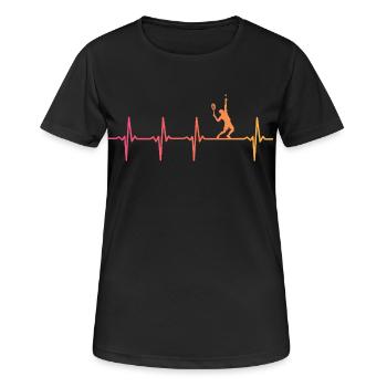 Tennisspieler von Sunset Heartbeat - Frauen T-Shirt atmungsaktiv - Schwarz - Vorne - AI Model Female 172 light (172cm)
