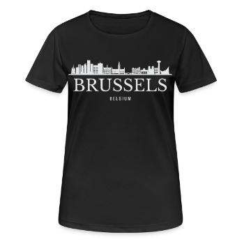 Silhouette de Bruxelles, Bruxelles Belgique - T-shirt respirant Femme - noir - Devant - AI Model Female 172 light (172cm)