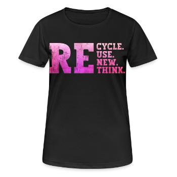 Recyceln Reuse Renew Rethink umweltfreundliche Ökologie recyceln - Frauen T-Shirt atmungsaktiv - Schwarz - Vorne - AI Model Female 172 light (172cm)