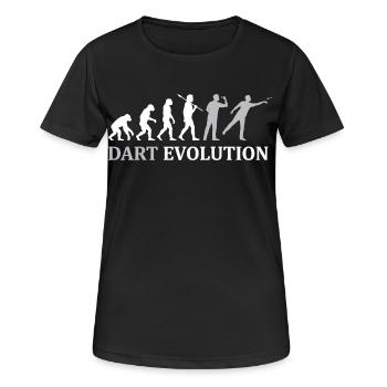 Dart Evolution – Der Weg zum Bullseye - Frauen T-Shirt atmungsaktiv - Schwarz - Vorne - AI Model Female 172 light (172cm)