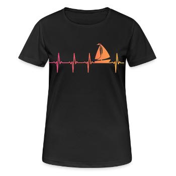 voile sunset battement de coeur bateau à voile - T-shirt respirant Femme - noir - Devant - AI Model Female 172 light (172cm)