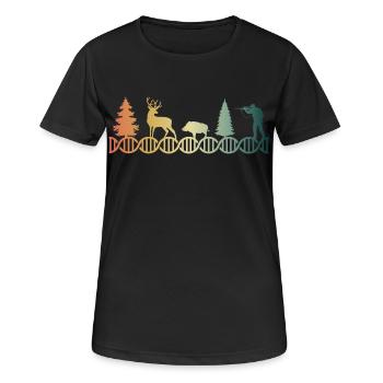 Jäger Jagen DNA DNS Jägerin - Frauen T-Shirt atmungsaktiv - Schwarz - Vorne - AI Model Female 172 light (172cm)