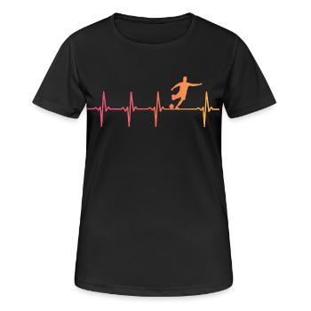 Fußball Sunset Herzschlag Fußballspieler - Frauen T-Shirt atmungsaktiv - Schwarz - Vorne - AI Model Female 172 light (172cm)