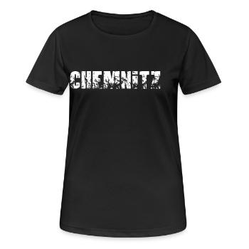 Chemnitz - Frauen T-Shirt atmungsaktiv - Schwarz - Vorne - AI Model Female 172 light (172cm)