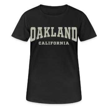 T-shirt de typographie Oakland California - T-shirt respirant Femme - noir - Devant - AI Model Female 172 light (172cm)