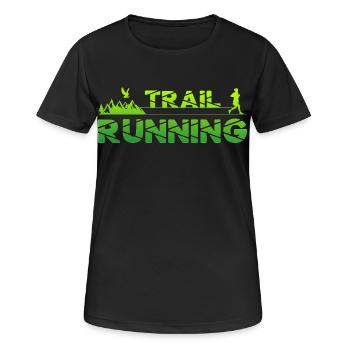 Trail Running Adler Berge Wald Schuhe Profil grün - Frauen T-Shirt atmungsaktiv - Schwarz - Vorne - AI Model Female 172 light (172cm)
