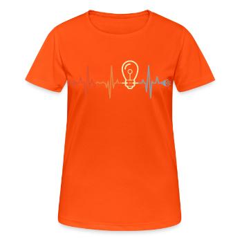 Mein Herz schlägt für Elektrizität - Frauen T-Shirt atmungsaktiv - Neonorange - Vorne - AI Model Female 172 dark (172cm)