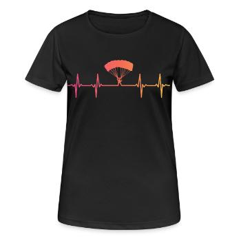 Gleitschirmfliegen Sonnenuntergang Herzschlag-Gleitschirm - Frauen T-Shirt atmungsaktiv - Schwarz - Vorne - AI Model Female 172 light (172cm)