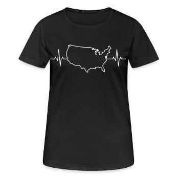 USA Map Heartbeat - Women's Breathable T-Shirt - black - Front - AI Model Female 172 light (172cm)